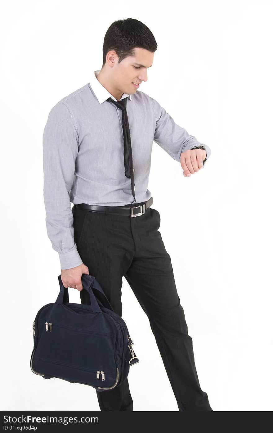 Businessman with suitcaseand watch