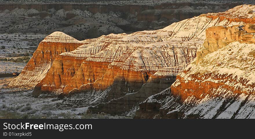 Sunrise on sandstone bluffs