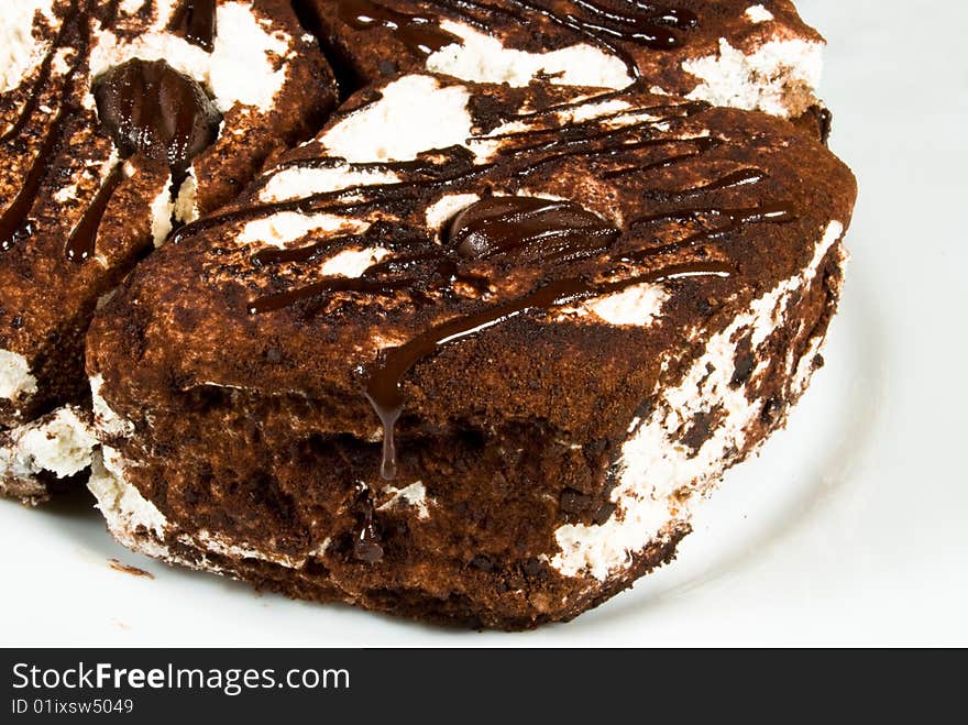 Cake with souffle and chocolate chip