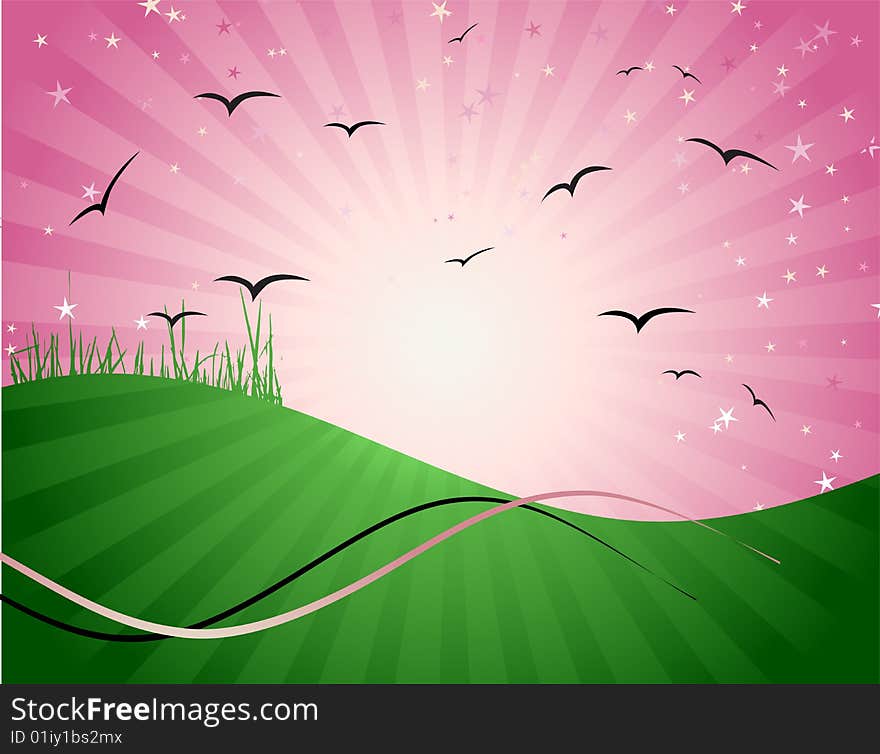 Magic meadow, illustration for your design, vector illustration