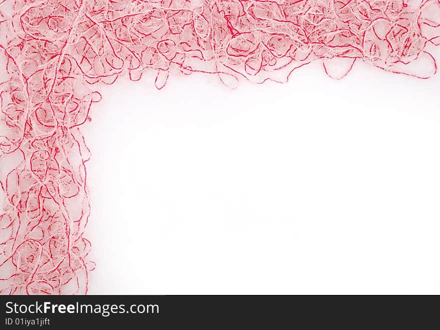 Frame. Red and white threads isolated on a white background. Frame. Red and white threads isolated on a white background