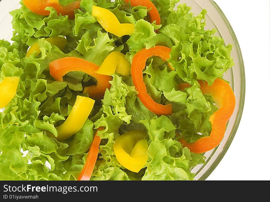 Salad with lettuce ,yellow and orange pepper