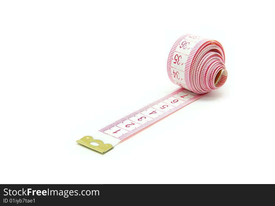 Measuring tape of the tailor on white