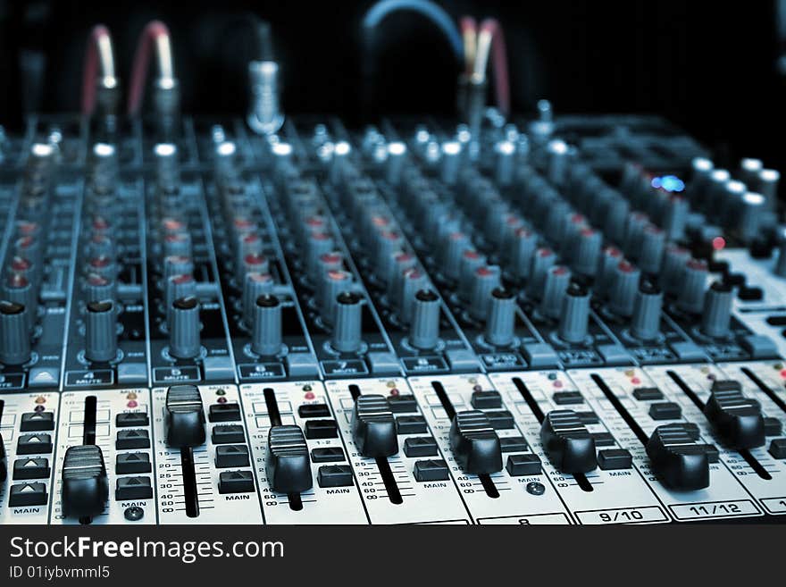 Audio Mixer - close up with shallow depth of field