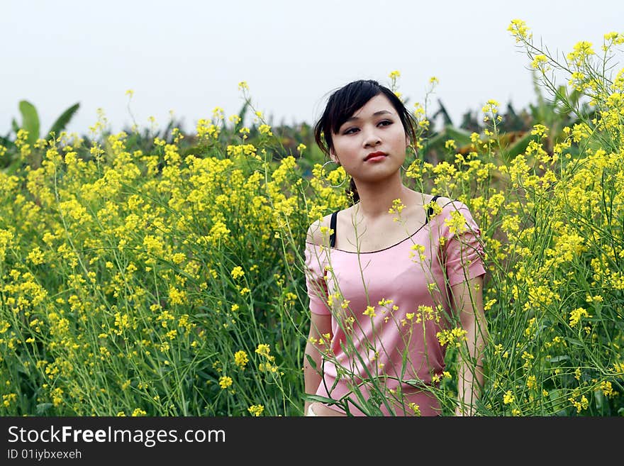 A asian girl at outdoor.