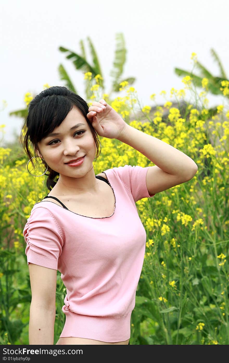 A asian girl at outdoor.