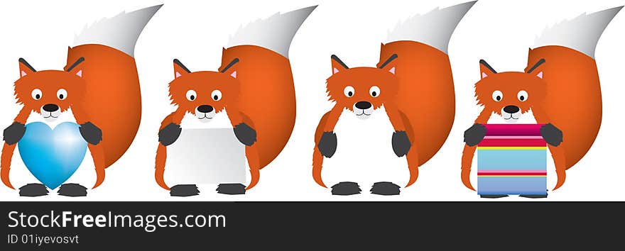 Detailed vector file of a set of 4 foxes. Detailed vector file of a set of 4 foxes