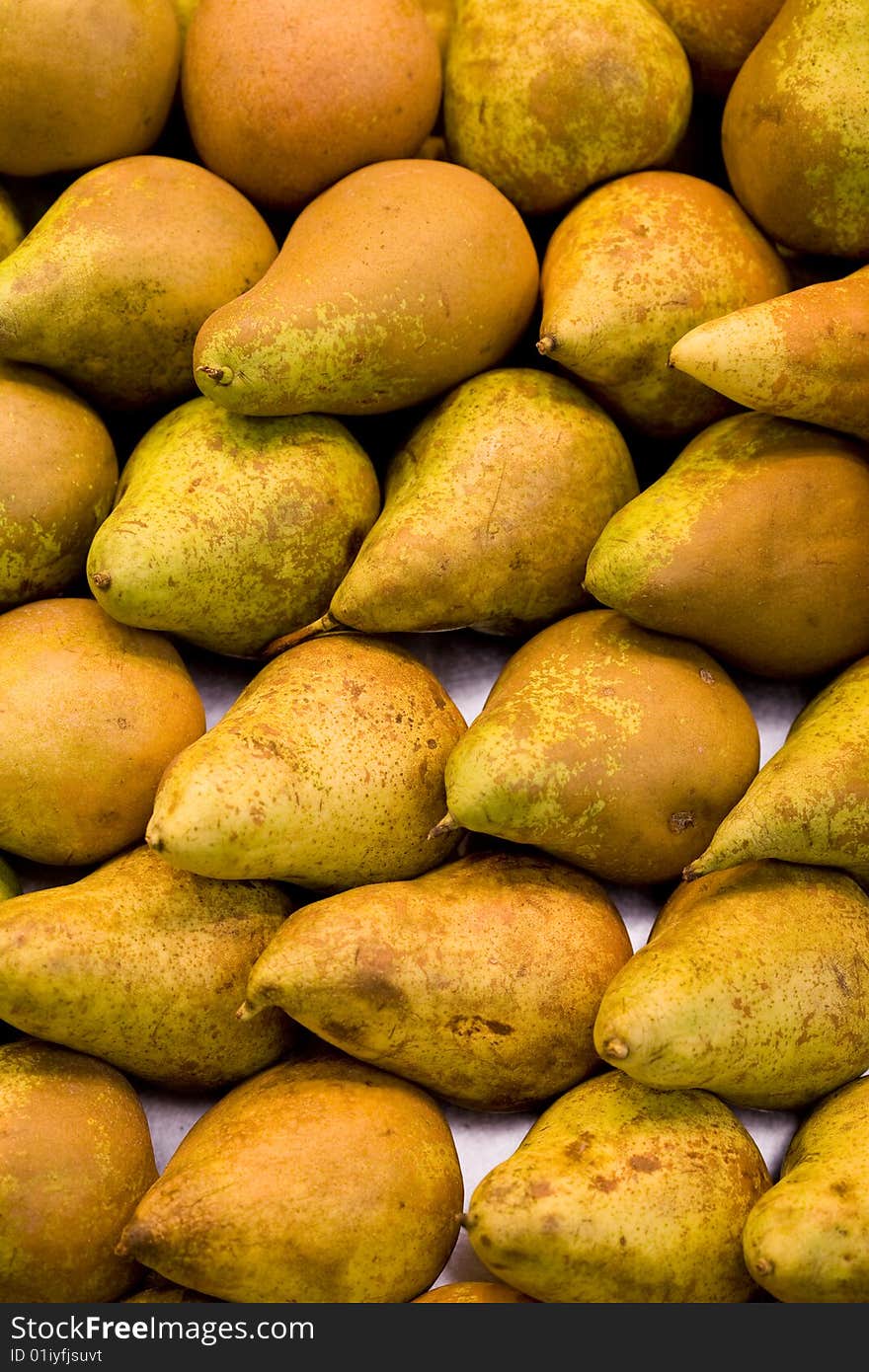 Some pears in a market