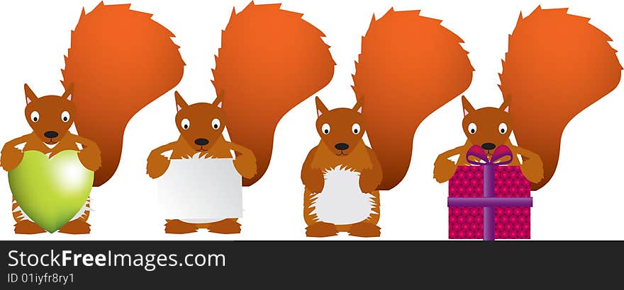 Detailed vector file of a set of red squirrels. Detailed vector file of a set of red squirrels