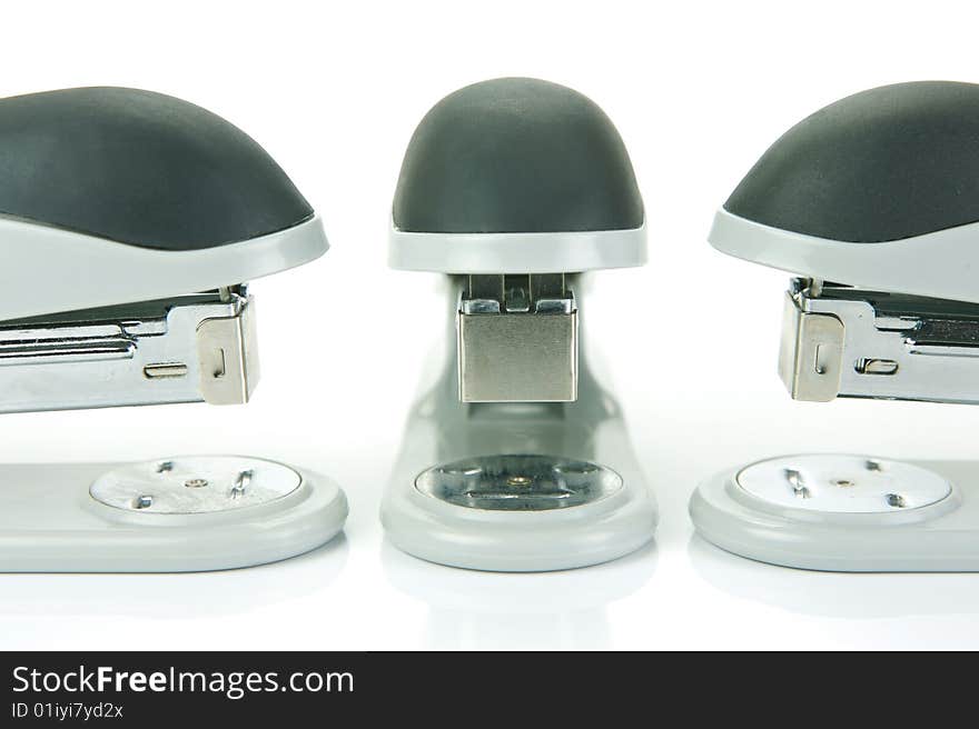 Staplers isolated against a white background