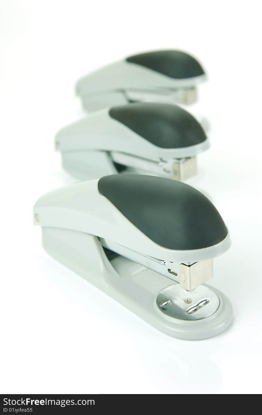 Staplers isolated against a white background