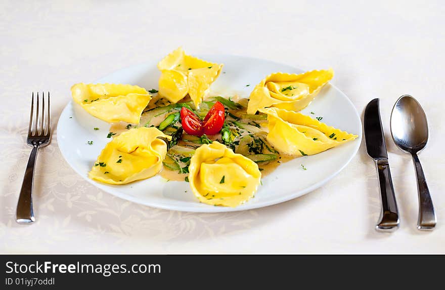 Ravioli filled with ricotta, parmesan, and romano cheeses.