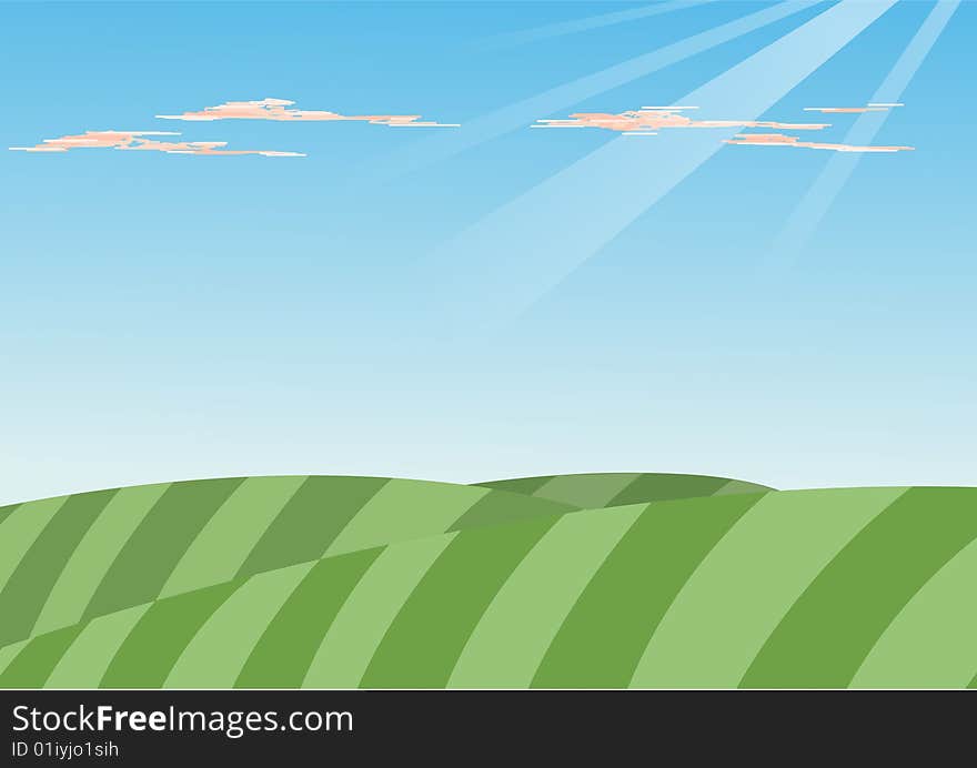 A simple and clean landscape illustration of green hills