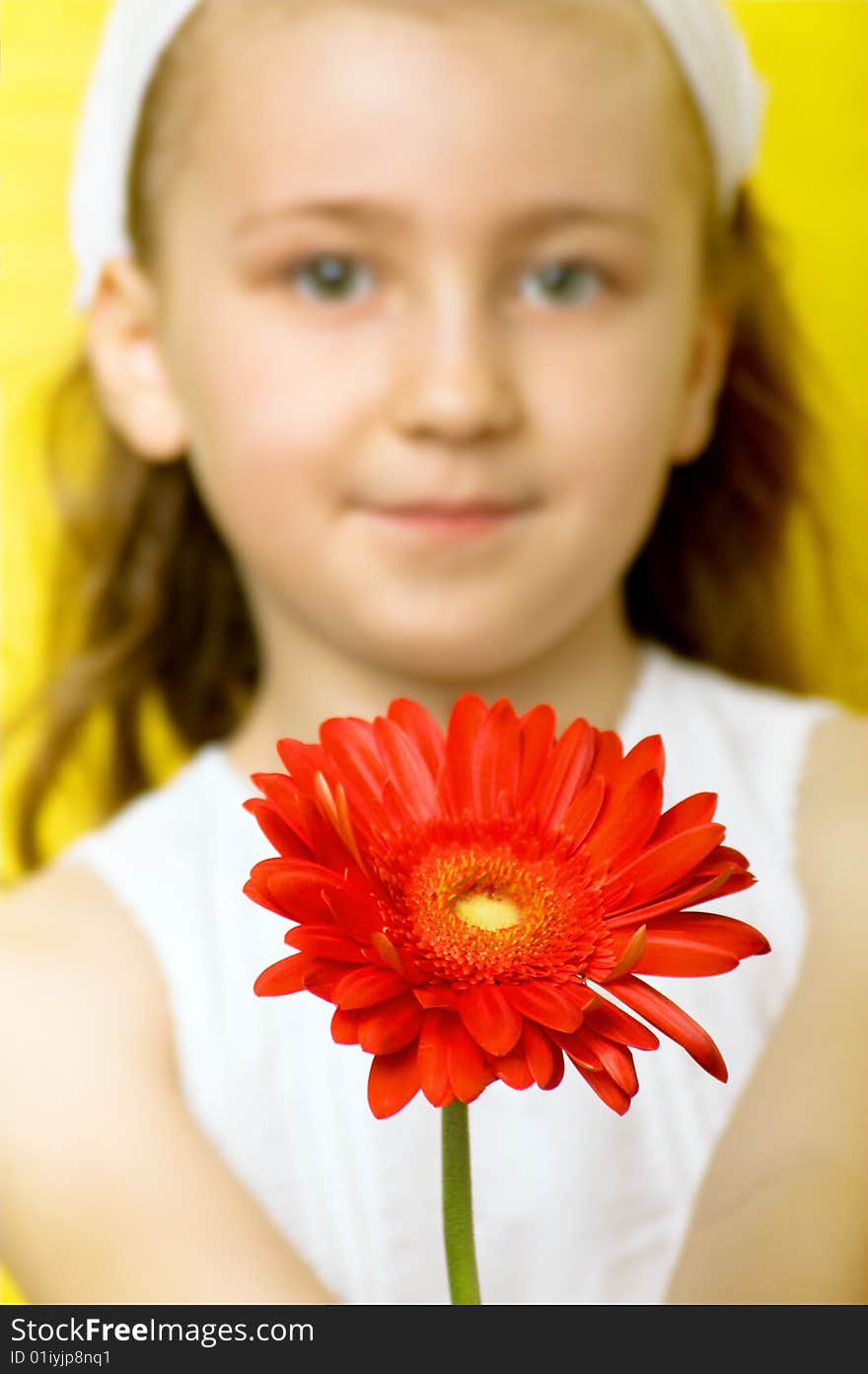 Little smiling girl with flowers