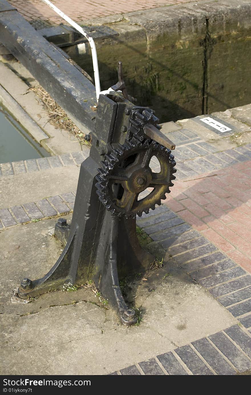 Cog Wheel Gears used for controlling sluices on canal locks to regulate water levels. Cog Wheel Gears used for controlling sluices on canal locks to regulate water levels