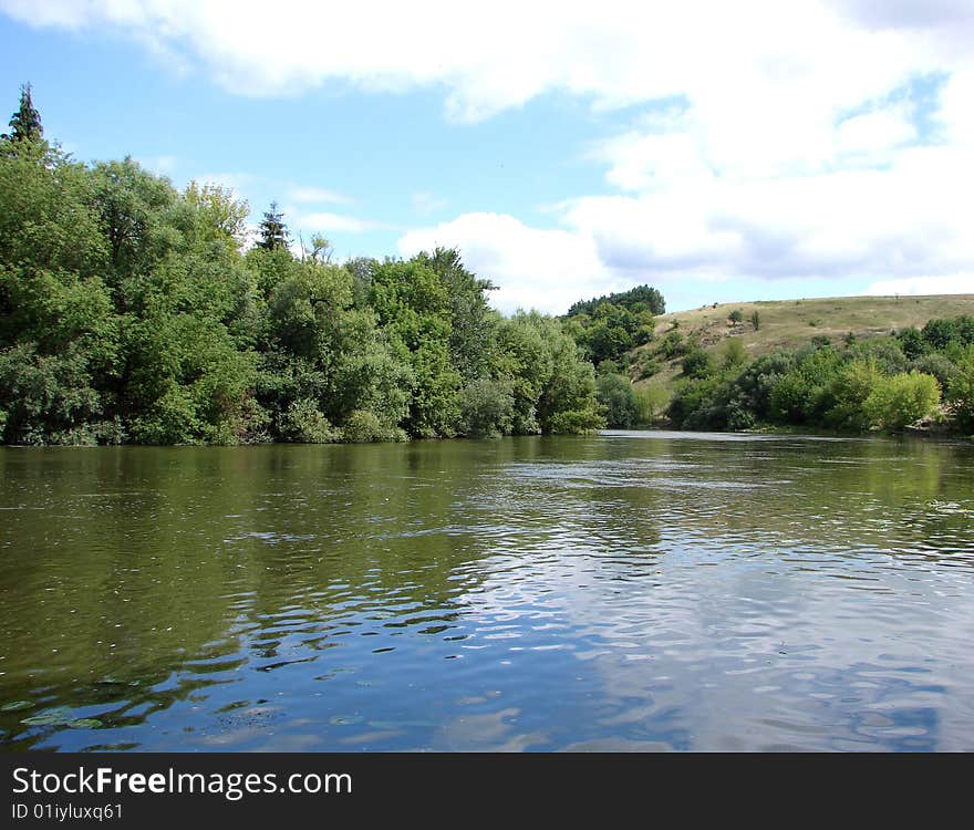 Summer landscape with a lake. Summer landscape with a lake