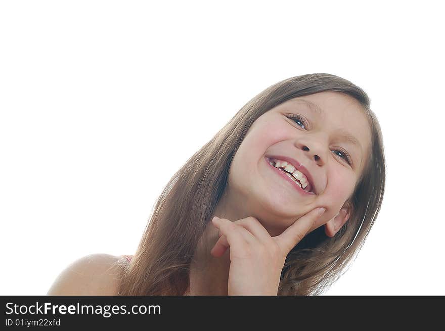 The portrait of  happy little  girl. The portrait of  happy little  girl