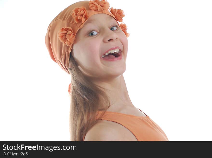 Happy little girl isolated on the white background. Happy little girl isolated on the white background