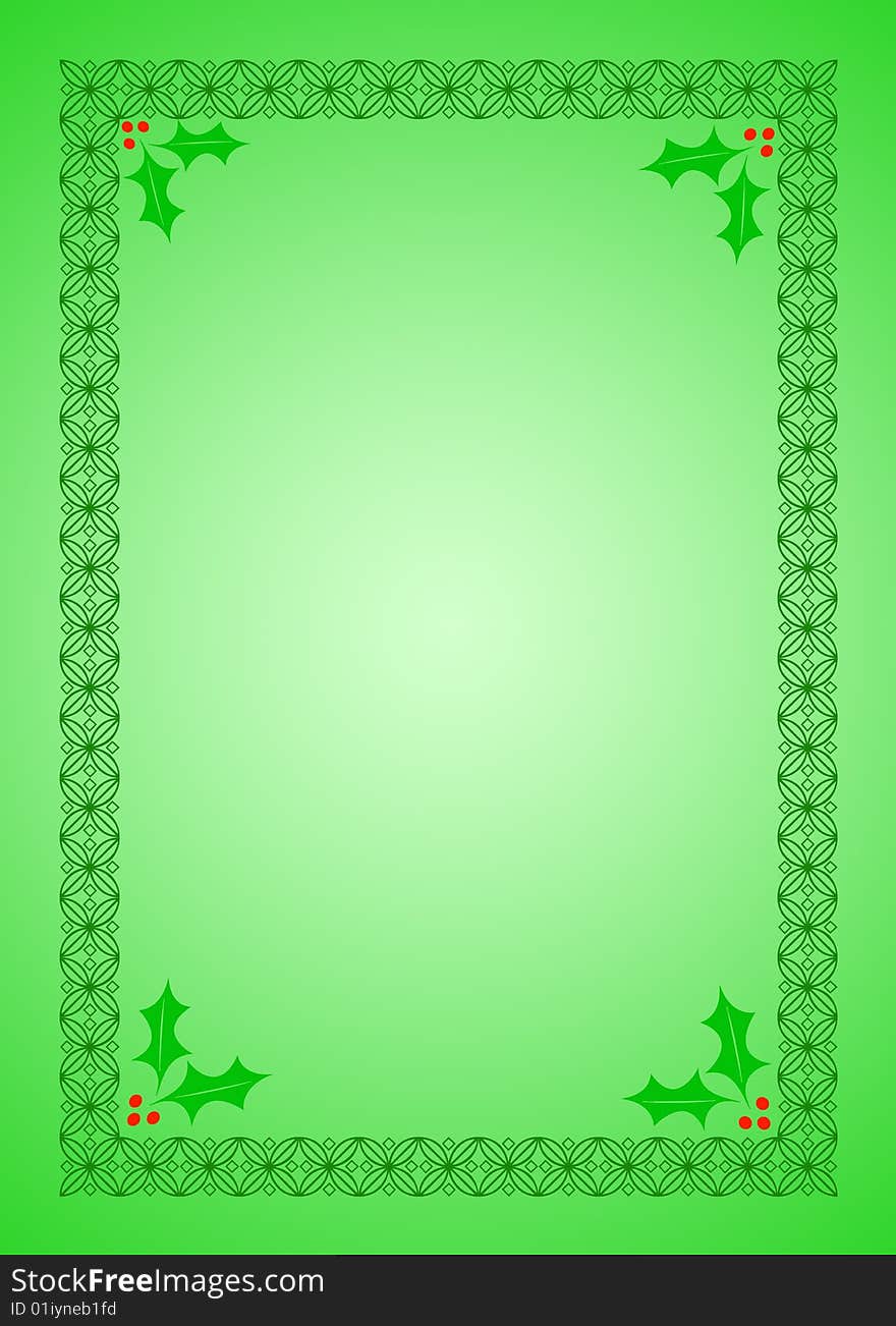 Christmas frame, green frame on green background