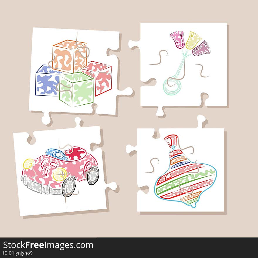 Vector illustration toy in the manner of puzzle