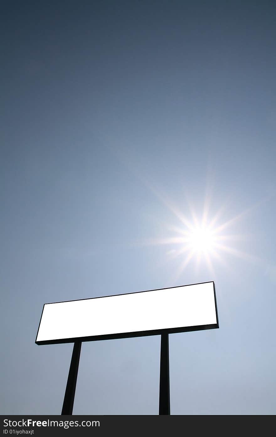 Photo of a blank billboard and the sun shining, add your advertisement