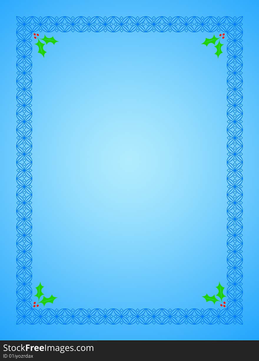 Christmas frame, blue frame on blue background