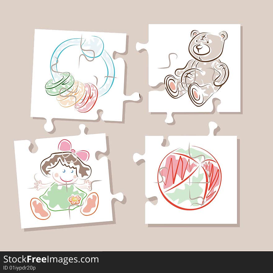 Vector illustration toy in the manner of puzzle