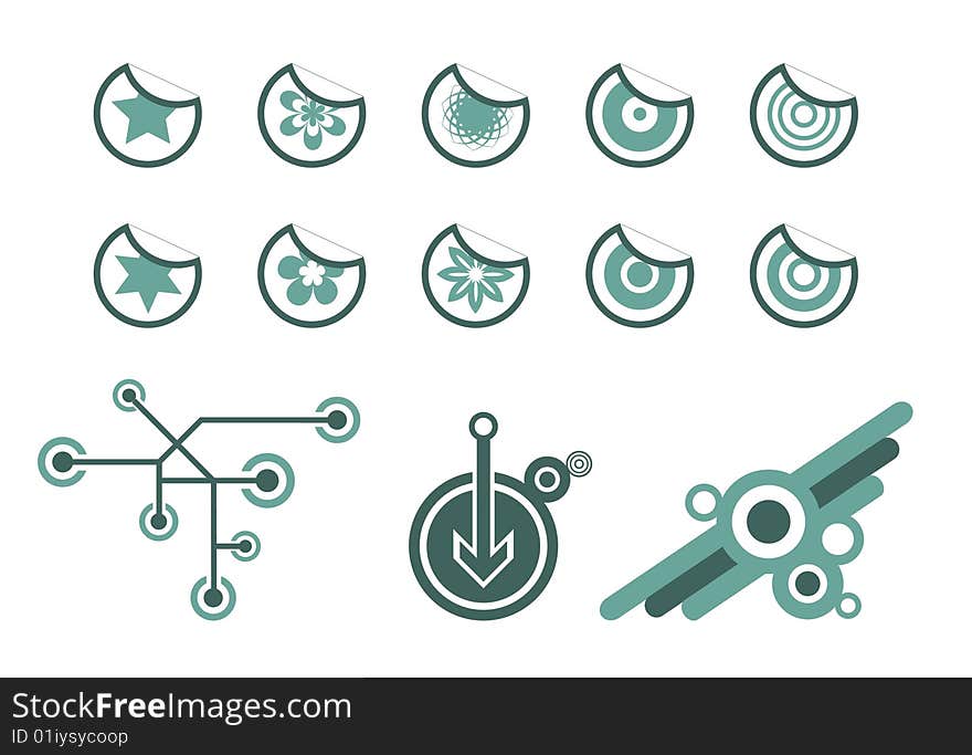 Set of green vector design elements. Set of green vector design elements