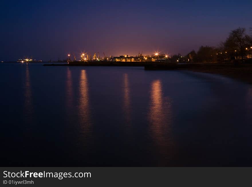 Landscape photo of night in town