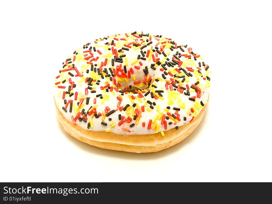 Donut covered with sugar glaze. Donut covered with sugar glaze