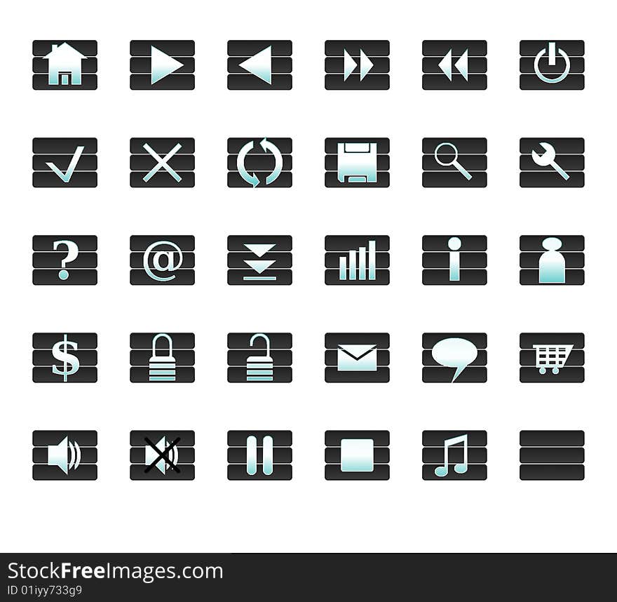 Web icons and grey buttons on ergonomic milled background. Web icons and grey buttons on ergonomic milled background