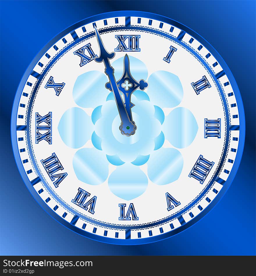 Vector image of vintage clocks face. Vector image of vintage clocks face