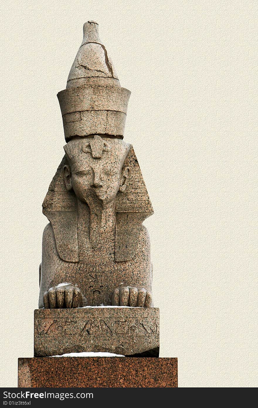 Granite sphinx in Petersburg - presented to Russia in 19th century (frontal view, textured background)