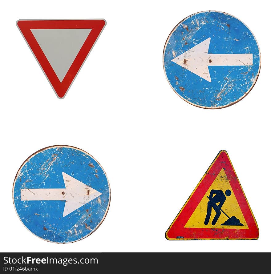 Four european road sign background