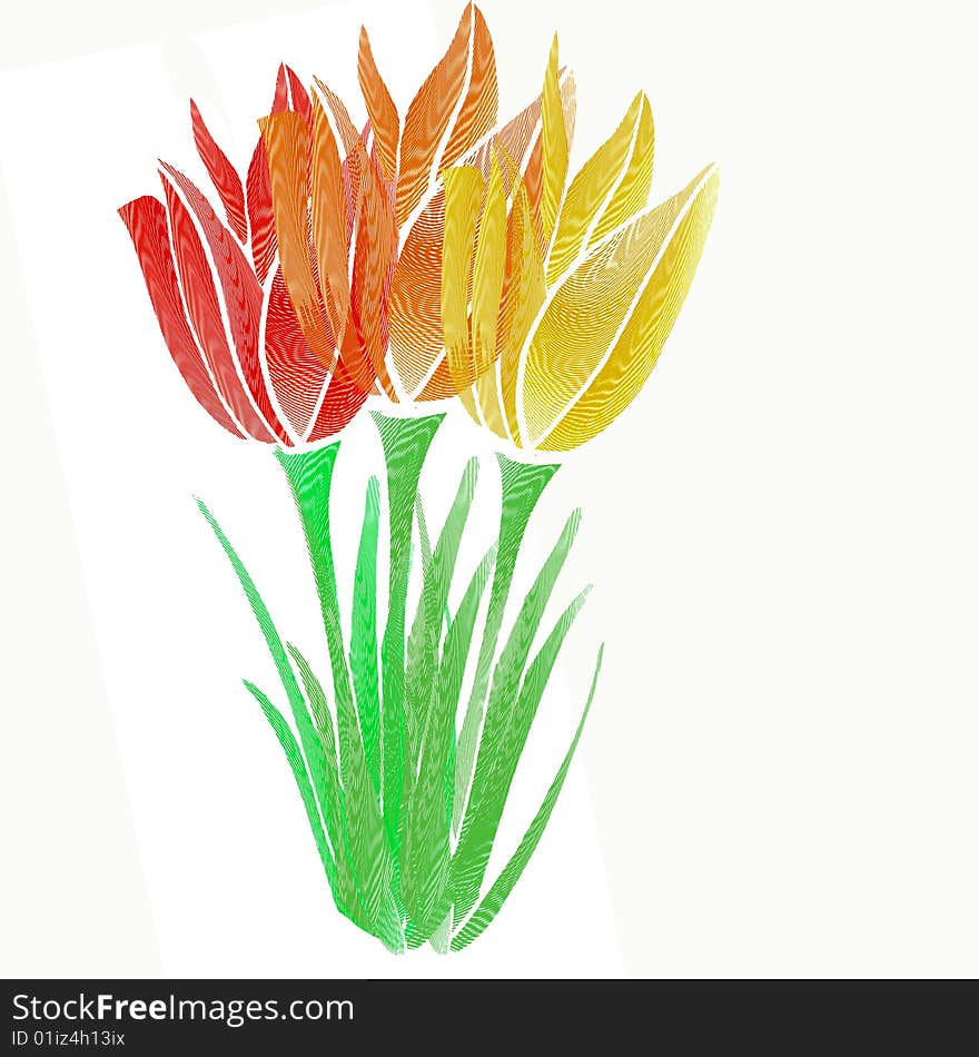 graphic flower in red and yellow color with ornament