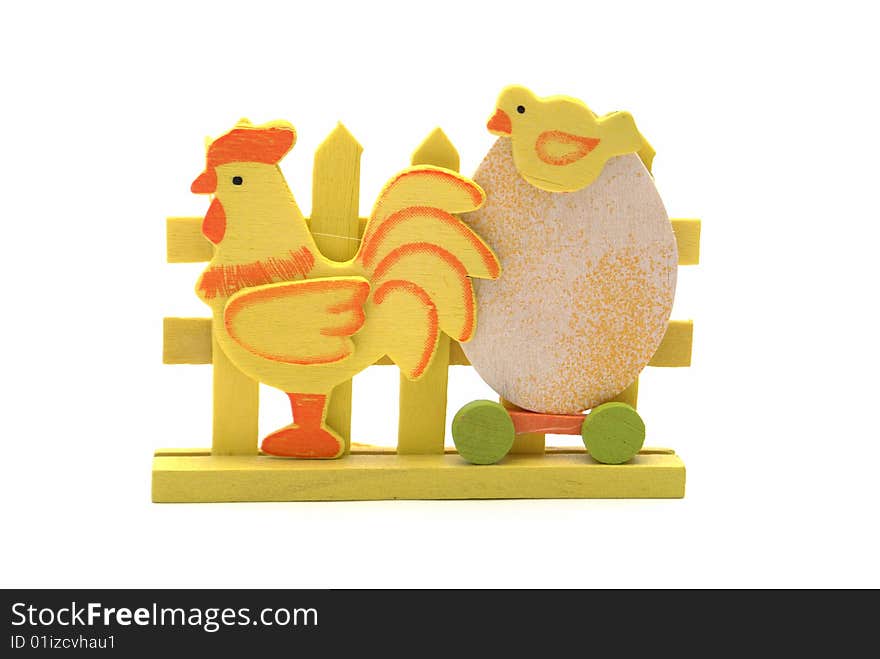 Wooden easter chicken and egg