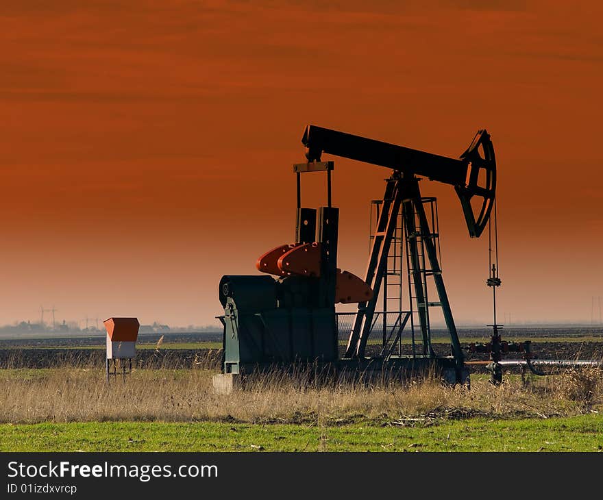 Oil Pump jack,sunset