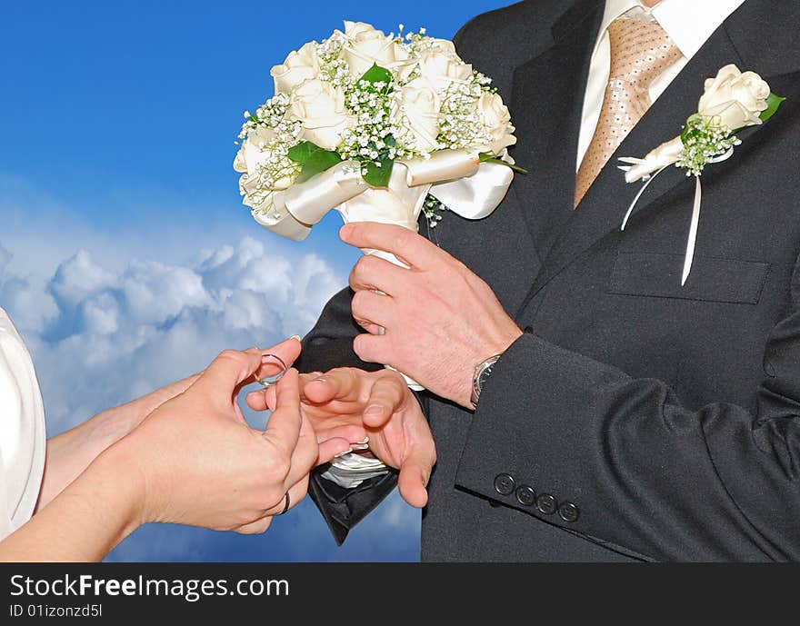 Solemn moments of wedding ceremony close up