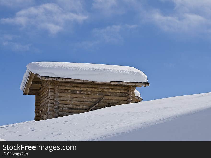 Mountain landscape, snow, chalet