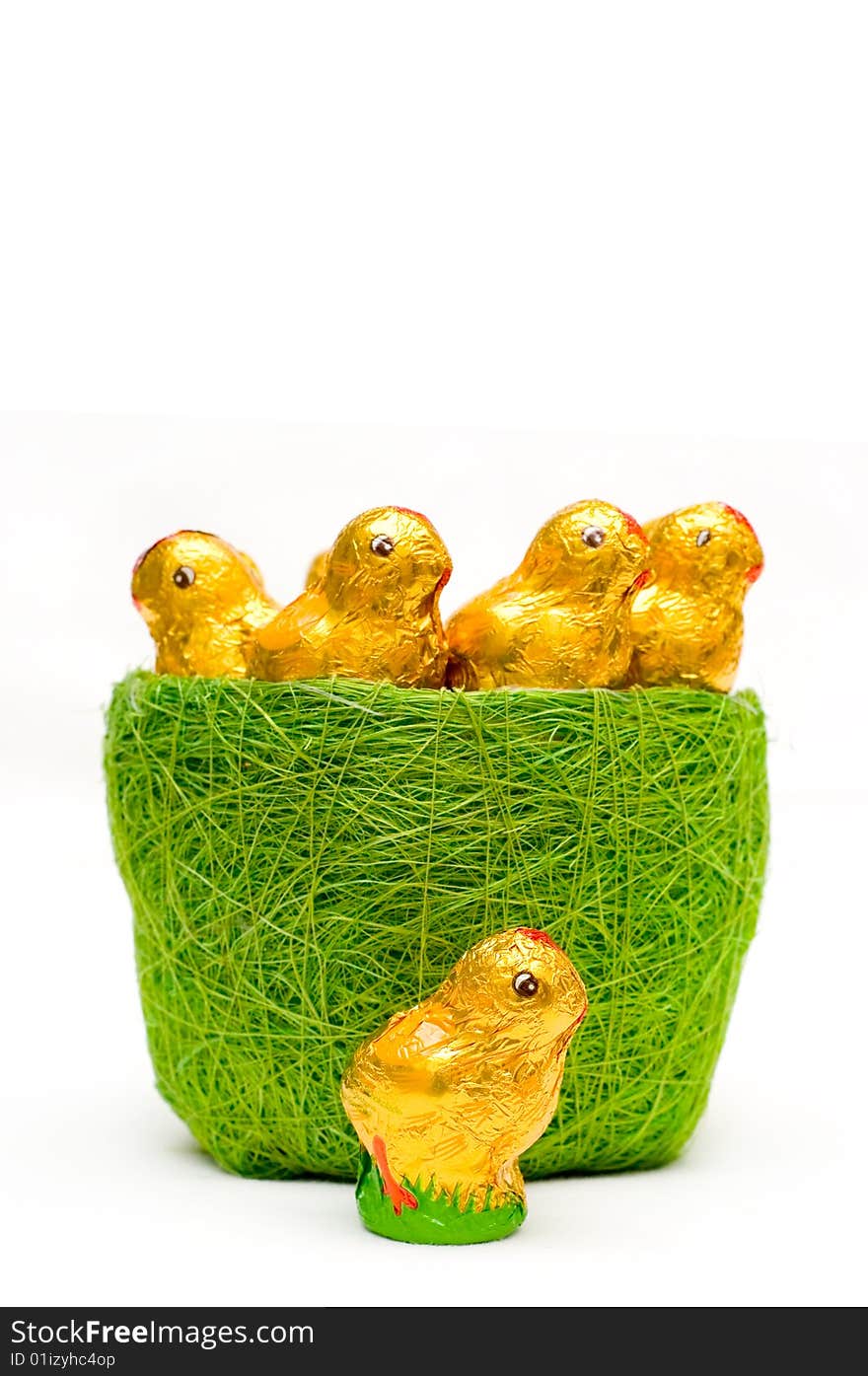 Easter Chocolate Chickens In Grass-tidy