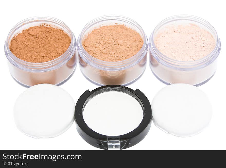 Make- up set on white background. Make- up set on white background