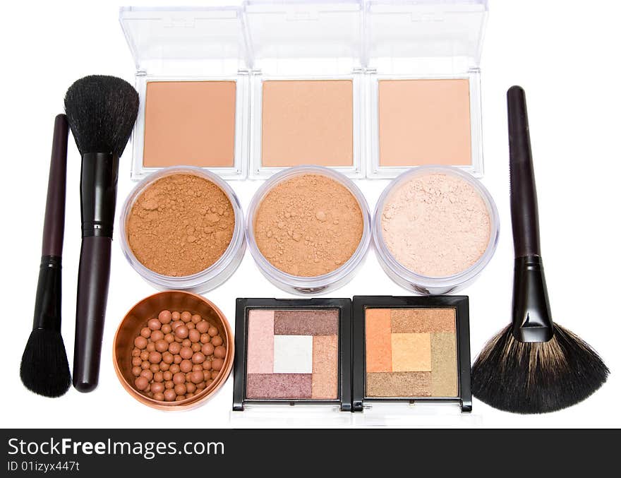 Make- up set on white background. Make- up set on white background