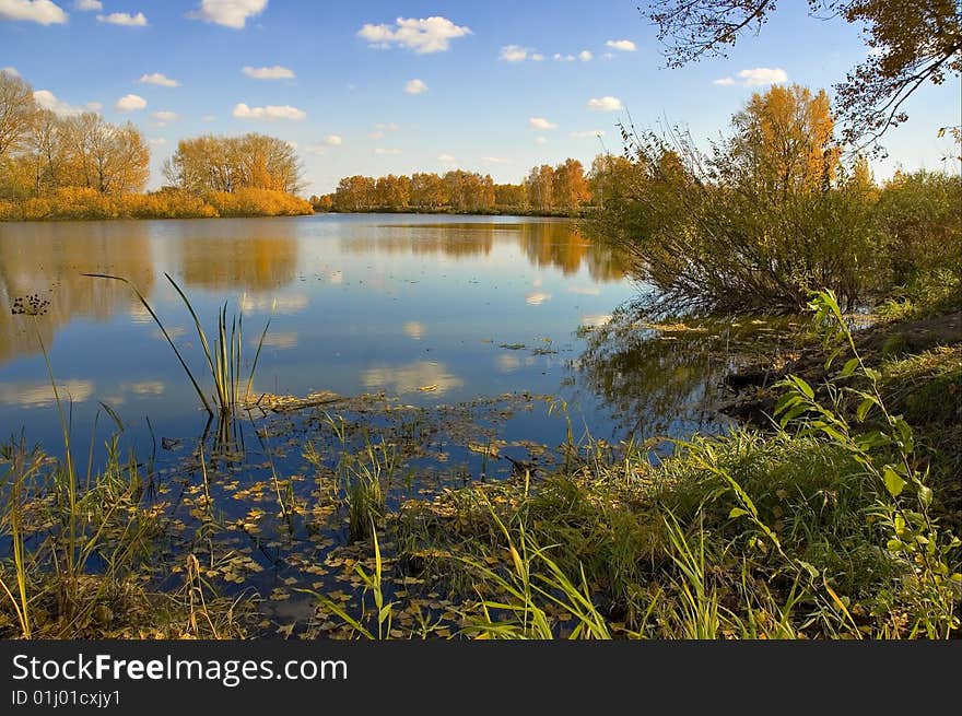 North Kazakhstan river shooting in autumn season. North Kazakhstan river shooting in autumn season