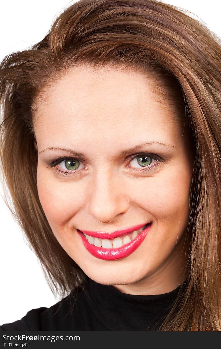 Portrait of a young woman on a white background. Portrait of a young woman on a white background