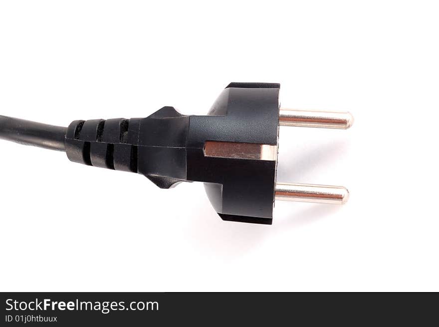 The black power plug on a white background