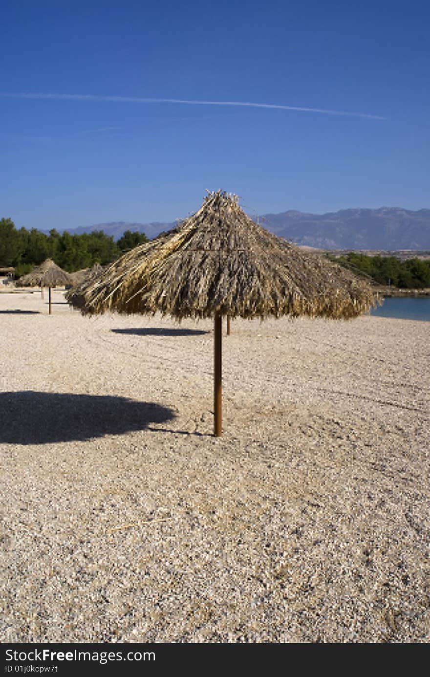 Sun umbrella at Zrce beach, Novalja Croatia