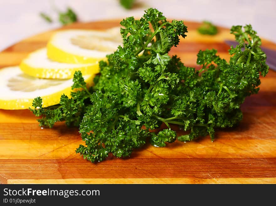 Fresh green slice on the table