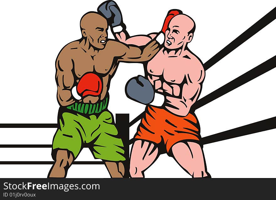 Vector illustration on the sports of boxing isolated on white background. Vector illustration on the sports of boxing isolated on white background