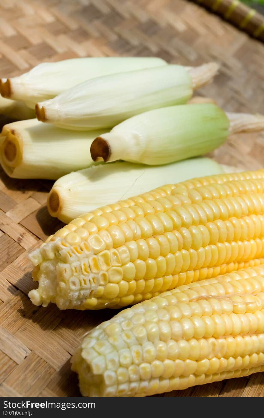 Corn On Bamboo Tray