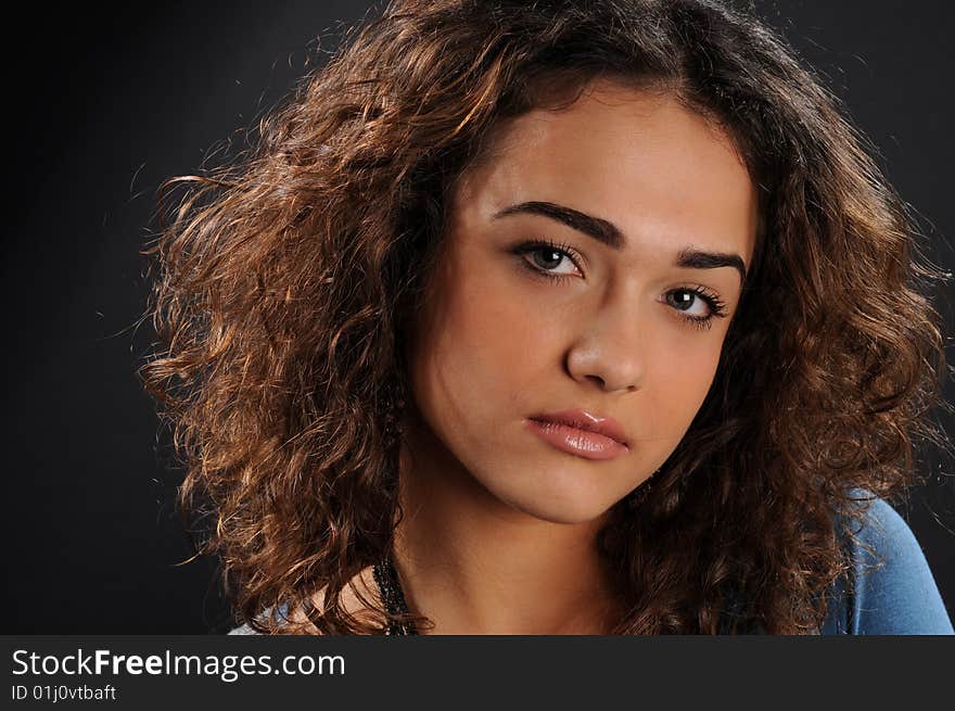 Beautiful model with curly hair